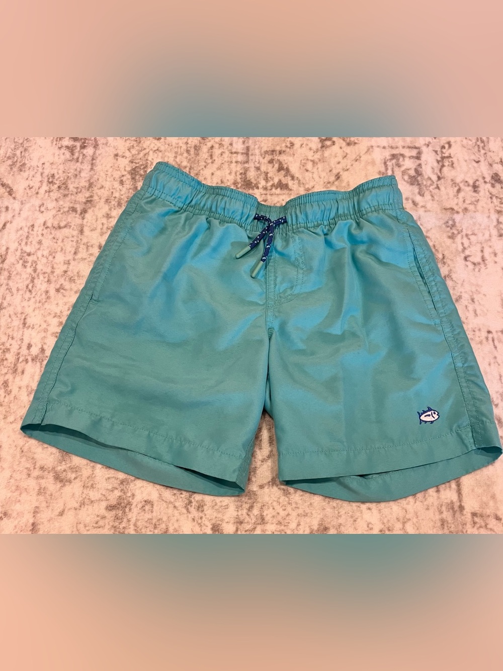 Southern Tide Boys Aqua Swim Trunks with Drawstring